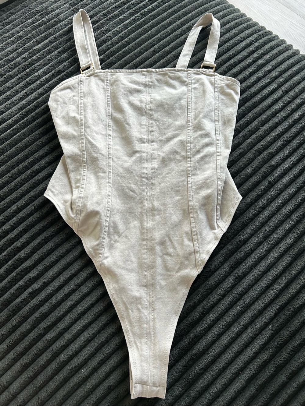 Light Beige Structured One-Piece Bodysuit